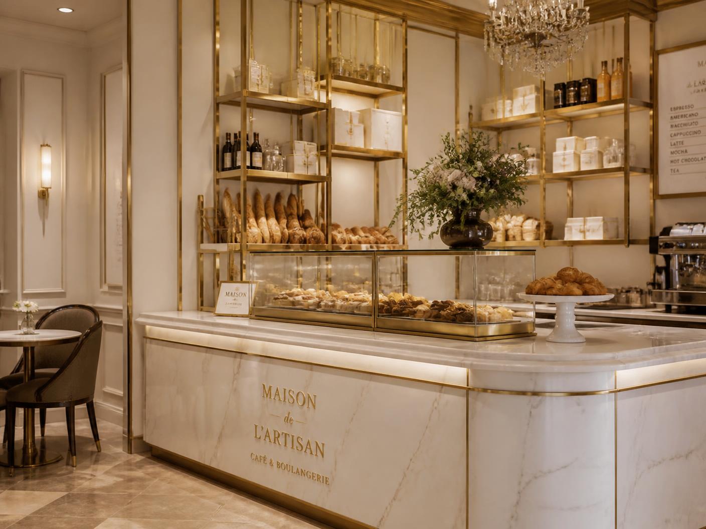 Luxury Café & Bakery concept interior