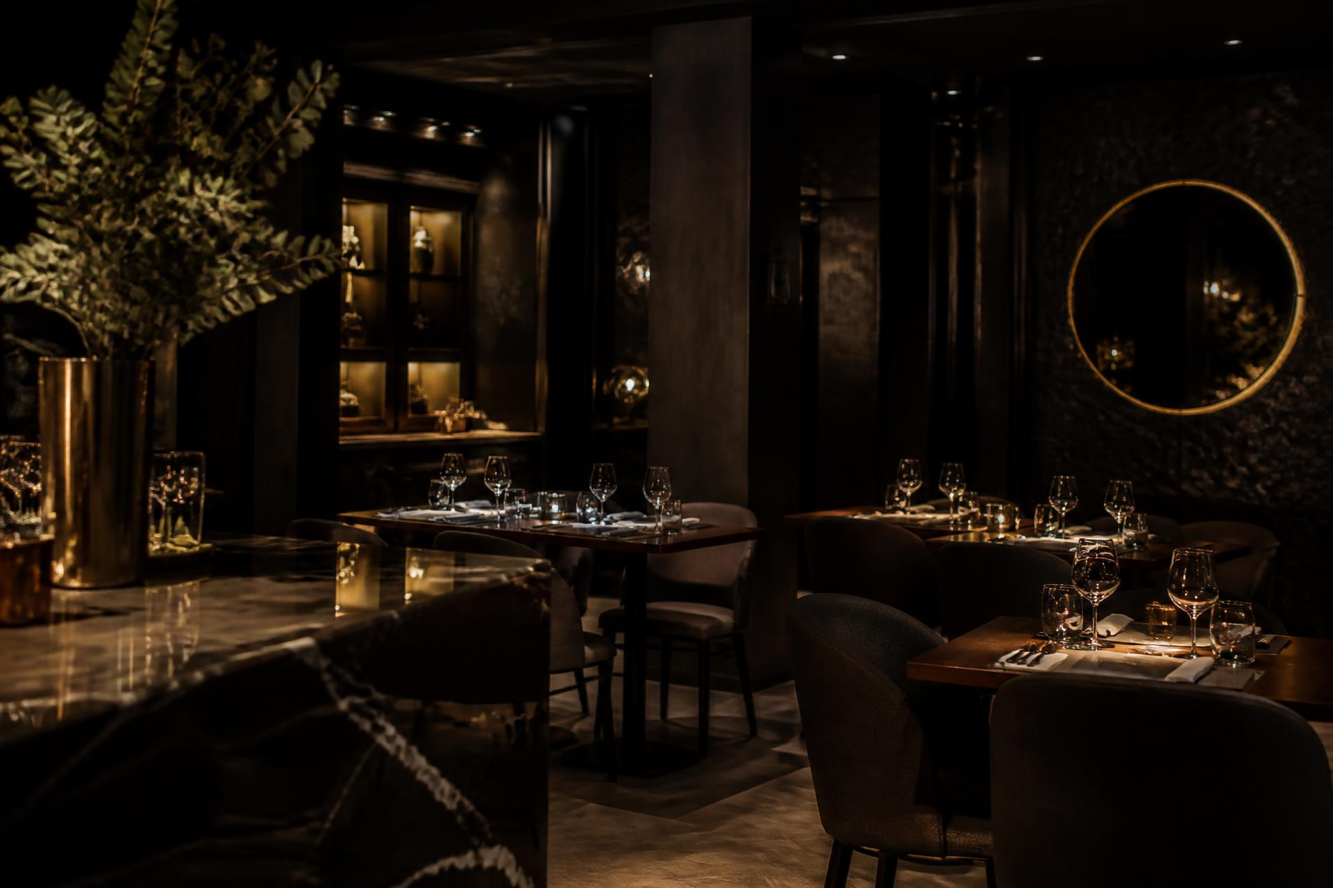 Architectural dining room of a Dark Chefs restaurant concept